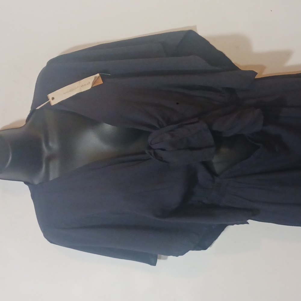 Mustard Seed Navy Cut out Rayon jumpsuit with flutter sleeves S NWT